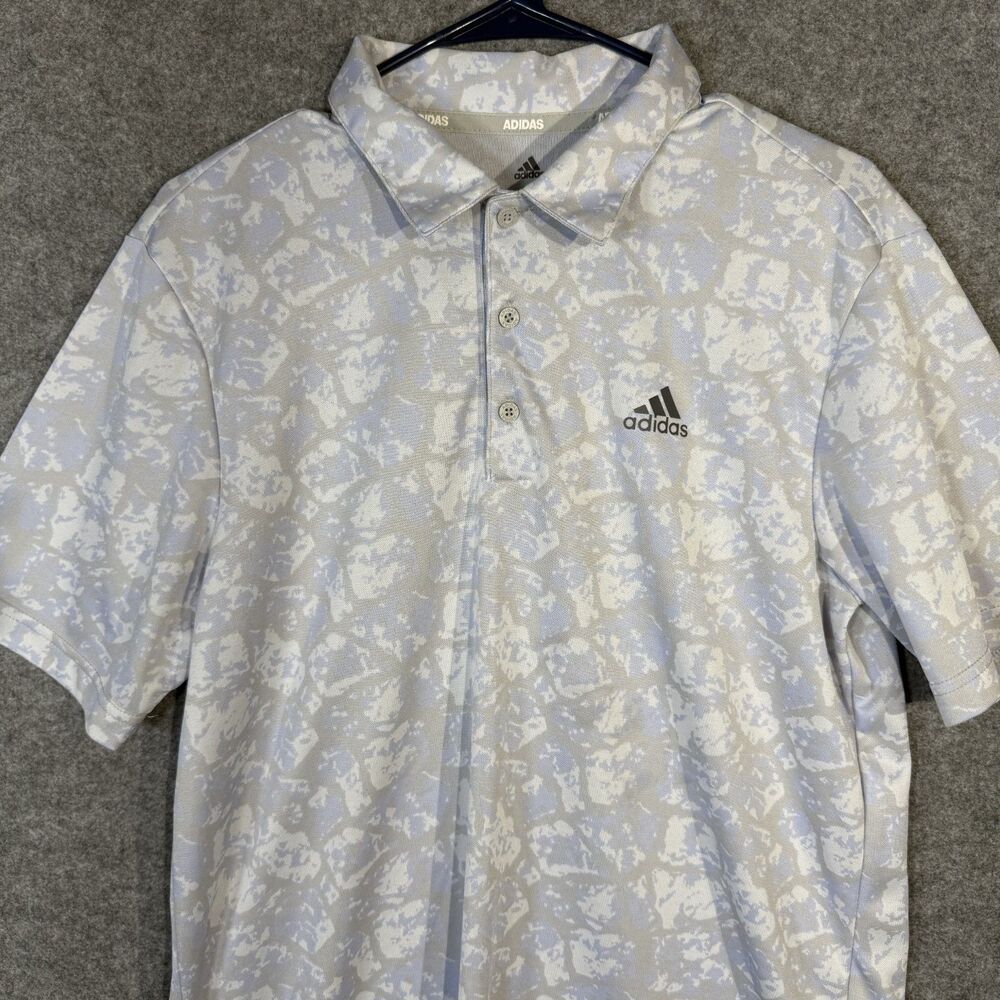 Adidas Golf Mens Sport Polo Breathable Moisture Wicking Size M Light Blue